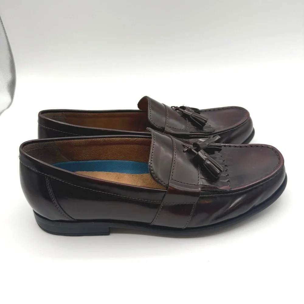 Nunn‎ Bush Loafers Mens 8.5M Burgundy Tassel Kiltie Comfort Gel Dress Shoes